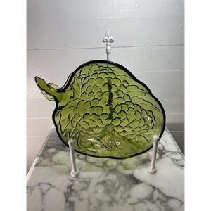 Vintage Indiana Glass Avocado Green Grape Cluster Fruit Bowl